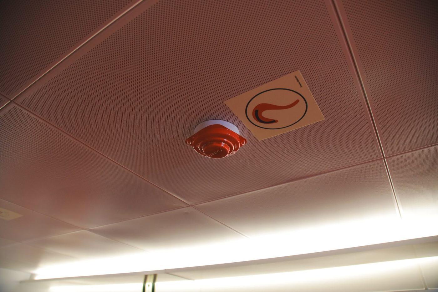 Smoke detector fitted to the cabin ceiling